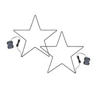 MiniSun | Set of 2 IP44 Rated Battery Operated Small Black Outdoor Garden Integrated Warm White LED Star Lights | Outdoor Lights & Home/Garden Improvements Essential |
