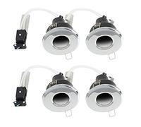 MiniSun | Shower/Soffit Polished Chrome GU10 Recessed Ceiling Downlights | Bath Recessed Lighting, Home Décor & Improvement Essential | Pack of 4