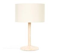 MiniSun | Single Stem Cream Light Wood Table Lamp with a Cream Drum Shade | Home Décor, Bedside & Desk Lamp
