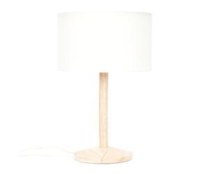 MiniSun | Single Stem Natural Light Wood Table Lamp with a White Drum Shade | Home Décor, Bedside & Desk Lamp
