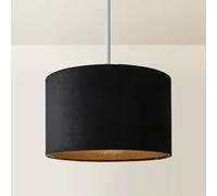 MiniSun | Small Modern Black Velvet Drum Light Shade | Lamp Shades, Home Décor & Improvement Essential | 25cm Shade Width