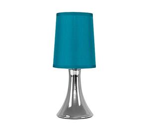 MiniSun | Small Modern Chrome Touch Table Lamps with Teal Fabric Shades | Table Lamps, Home Décor & Improvement Essential | Set of 2 | Includes 5W LED Bulbs [3000K Warm White]