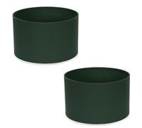 MiniSun | Small Modern Forest Green Fabric Drum Light Shades | Lamp Shades, Home Décor & Improvement Essential | Set of 2 | 250cm Shade Width