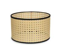 MiniSun | Small Modern Natural Rattan Lamp Shade with Black Trim | Home Décor, Bedside & Desk Lamp | 25cm Shade Width