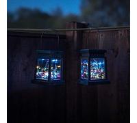 Pack of 2 Solar Powered Square Hanging Lantern Lights Multi Coloured Lights for Patio Decor Solar Light Outdoor Garden