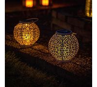 MiniSun | Solar Powered White Sphere Hanging Lanterns | Lanterns, Home Décor & Improvement Essential | Set of 2