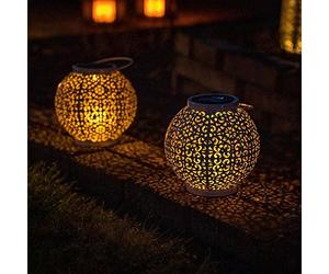 MiniSun | Solar Powered White Sphere Hanging Lanterns | Lanterns, Home Décor & Improvement Essential | Set of 2