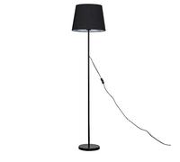 MiniSun | Standard Floor Lamp Base in a Black Metal Finish with a Large Black Tapered Shade | Floor Lamps & Torchieres, Home Décor & Improvement Essential