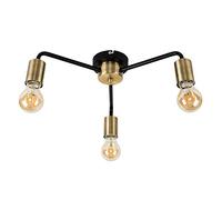 MiniSun | Steampunk Style Antique Brass & Matt Black 3 Way Ceiling Light Fitting | Close-to-Ceiling Lights, Home Décor & Improvement Essential