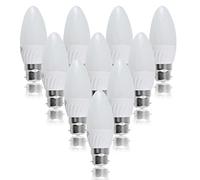 MiniSun | Thermal Plastic 4w High Power LED BC B22 40w Frosted Opal Candle Bulbs | LED Bulbs, Home Décor & Improvement Essential | Pack of 10 | Includes Bulb [3000K Warm White]