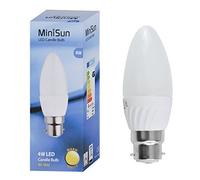 MiniSun | Thermal Plastic 4W High Power LED BC B22 Frosted Opal Candle Bulb | LED Bulbs, Home Décor & Improvement Essential | 3000K Warm White