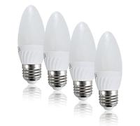 MiniSun | Thermal Plastic 4w LED ES E27 40w Frosted Opal Candle Bulbs | LED Bulbs, Home Décor & Improvement Essential | Pack of 4 | Includes Bulb [3000K Warm White]