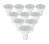 MiniSun Pack of 10 Thermal Plastic 7w High Power Long Life Energy Saving LED GU10 Frosted Lens Bulbs [4500K Cool White]