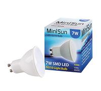 MiniSun | Thermal Plastic 7W Energy Saving LED GU10 Frosted Lens Bulb | LED Bulbs, Home Décor & Improvement Essential | Pack of 4 | Includes Bulb [4500K Cool White]