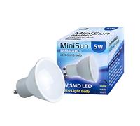 MiniSun | Thermo Plastic Dimmable 5W SMD LED GU10 Light Bulbs | LED Bulbs, Home Décor & Improvement Essential | Pack of 6 | 3000K Warm White
