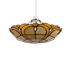 MiniSun | Tiffany Style Amber Jewelled Glass Uplighter Design Ceiling Light Shade | Pendant Lights, Home Décor & Improvement Essential | Includes 6W LED Bulb [3000K Warm White] | 30cm Shade Width
