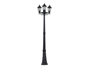 MiniSun | Traditional 2.2m Black 3 Way IP44 Outdoor Garden Lamp Post Light Complete with 3 x 4w LED Candle Bulbs | Outdoor Lights & Home/Garden Improvements Essential | Mains Wired
