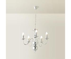 MiniSun | Traditional 5 Way Flemish Style Ceiling Light Chandelier Fitting in a Chrome Finish | Ceiling Lights & Home Improvements Essential | Mains Wired