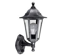 MiniSun | Traditional Brushed Silver and Black Security Wall Lantern with Integrated PIR Motion Sensor | Outdoor Wall Lights, Home Décor & Improvement Essential | Includes 6W LED Bulb