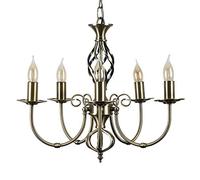 MiniSun Traditional Style Antique Brass Barley Twist 5 Way Ceiling Light Chandelier
