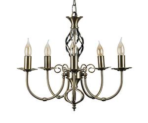 MiniSun | Traditional Style Antique Brass Barley Twist 5 Way Ceiling Light Chandelier | LED Bulbs, Home Décor & Improvement Essential | Includes Bulb [Cool White]