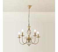 MiniSun | Traditional Style Antique Gold Barley Twist 5 Way Ceiling Light Chandelier | Ceiling Lights & Home Improvements Essential | Mains Wired