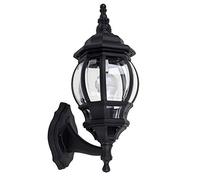 MiniSun | Traditional Style Black and Clear Security Wall Lantern | Outdoor Wall Lights, Home Décor & Improvement Essential | Includes 6W LED Bulb [3000K Warm White]