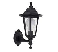 MiniSun | Traditional Style Black Security Wall Lantern | Outdoor Wall Lights, Home Décor & Improvement Essential | Includes 15W LED Bulb [6500K Cool White]