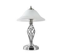 MiniSun | Traditional Style Nickel Twist Table Lamp with a Frosted Alabaster Shade | Table Lamps, Home Décor & Improvement Essential | Mains Wired