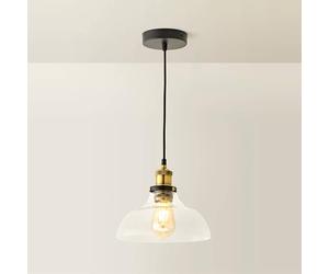 MiniSun | Vintage Black and Gold Ceiling Pendant and Wide Clear Glass Light Shade | Pendant Lights, Home Décor & Improvement Essential