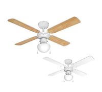 MiniSun | White 42" Modern Ceiling Fan with Light and Beech/White Reversible Blades | LED Bulbs, Home Décor & Improvement Essential | Includes 4W LED Bulb