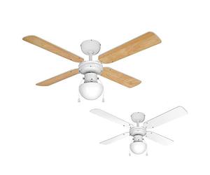MiniSun | White 42" Modern Ceiling Fan with Light and Beech/White Reversible Blades | LED Bulbs, Home Décor & Improvement Essential | Includes 4W LED Bulb