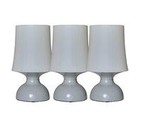 MiniSun | Wireless LED Grey Touch Table Lamps with a White Tapered Shade | Table Lamps, Home Décor & Improvement Essential | Pack of 3