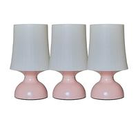MiniSun | Wireless LED Pink Touch Table Lamps with a White Tapered Shade | Home Décor, Bedside & Desk Lamp