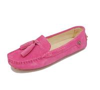 MINITOO Driving Shoes Women's Tassel Rose Suede Leather Loafers Slip-ons Casual Holidays Flats UK 4.5