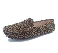 MINITOO Loafers Flat Shoes for Women Slip-on Summer Casual Moccasins with Buckle 9603-B Brown UK 6