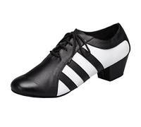 MINITOO Mens Boys Lace-up Comfortable Latin Salsa Ballroom Dance Shoes L176 Black/White 2.5cm Heel UK 9