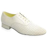 MINITOO Men's Breathable White Leather Ballroom Tango Latin Dance Shoes UK 8.5
