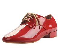 MINITOO QJ801 Mens Lace-Up Red Leather Modern Salsa Tango Ballroom Latin Wedding Party Dance Shoes 8.5 UK