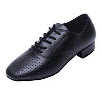 MINITOO QJ806 Mens Comfortable Black Leather Modern Salsa Tango Ballroom Latin Wedding Party Dance Shoes 11 UK