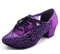 MINITOO QJ9005 Womens Lace-Up Net Purple Modern Salsa Tango Ballroom Latin Wedding Party Evening Dance Shoes 7 UK