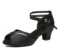 MINITOO Satin Ballroom Dance Shoe Wedding Prom Evening Sandals Pumps L350 Black 5cm Heel UK 5