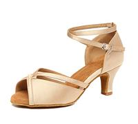 MINITOO Satin Ballroom Dance Shoe Wedding Prom Evening Sandals Pumps L350 Champagne UK 5.5
