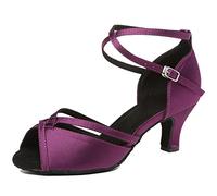 MINITOO Satin Ballroom Dance Shoe Wedding Prom Evening Sandals Pumps L350 Purple UK 4