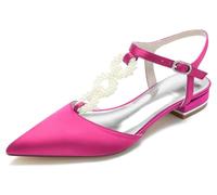 MINITOO Wedding Flats Women Heels Slingback T-Strap Evening Prom Shoes BR160 Rose UK 7.5