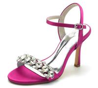 MINITOO Womens Comfortable Wedding Sandals Slingback Evening Prom Shoes with Rhinestones Chains BR094 Rose UK 6.5