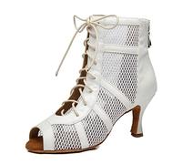 MINITOO Womens Dance Club Boots Mesh Elegant Summer Party Shoes L446 White UK 7.5