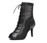 MINITOO Womens Dance Club Boots Mesh Elegant Summer Party Shoes L503 Black UK 5