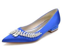 MINITOO Womens Dress Wedding Flats Slip-on Evening Pumps Rhinestones Chains Occasions Shoes BR175 Royal Blue UK 7.5