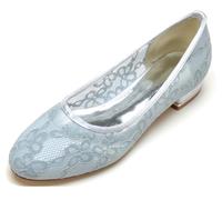 MINITOO Womens Girls Flats for a Wedding Lace Cut Out Evening Formal Party Pumps Shoes BR245 Silver UK 10